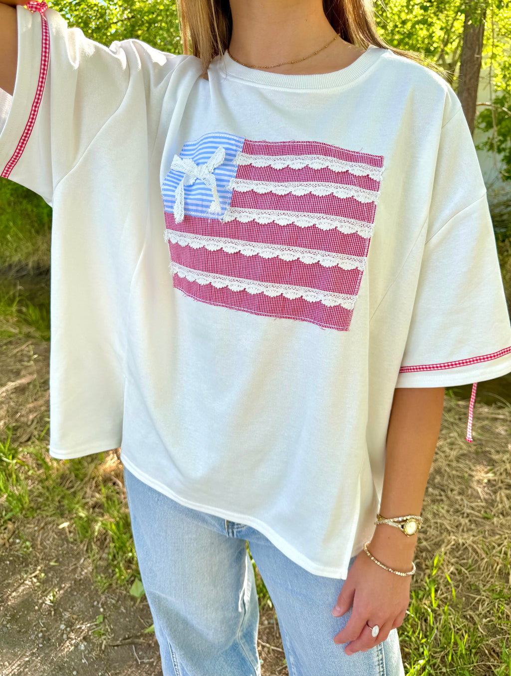 Heartland Patchwork Flag Top