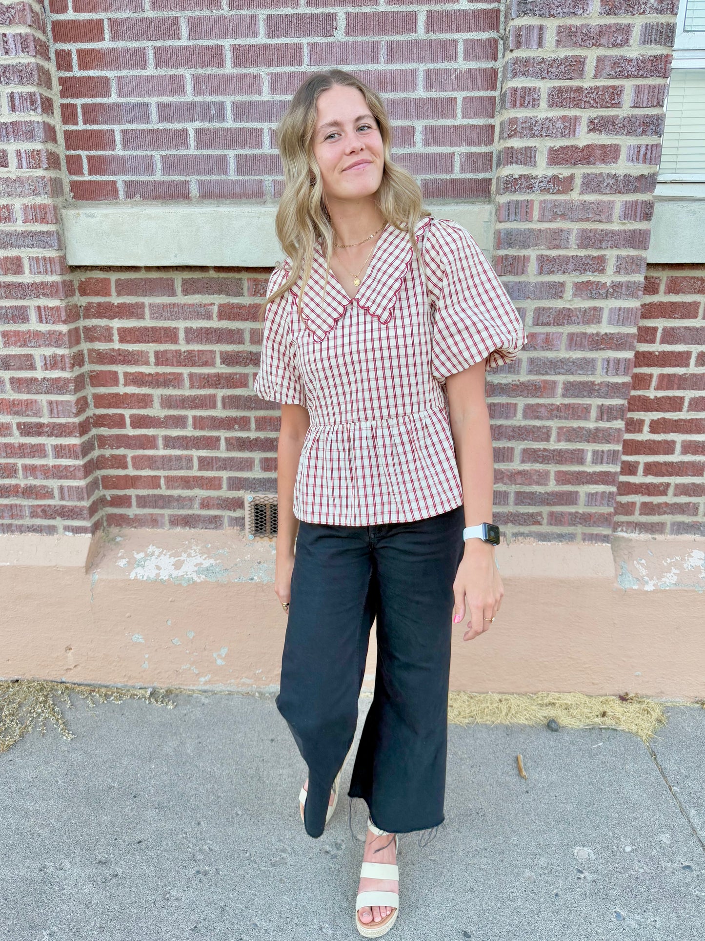 Selah Plaid Peplum Blouse