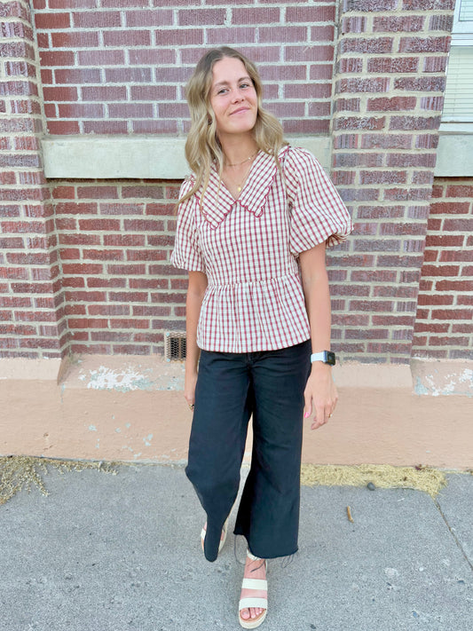 Selah Plaid Peplum Blouse