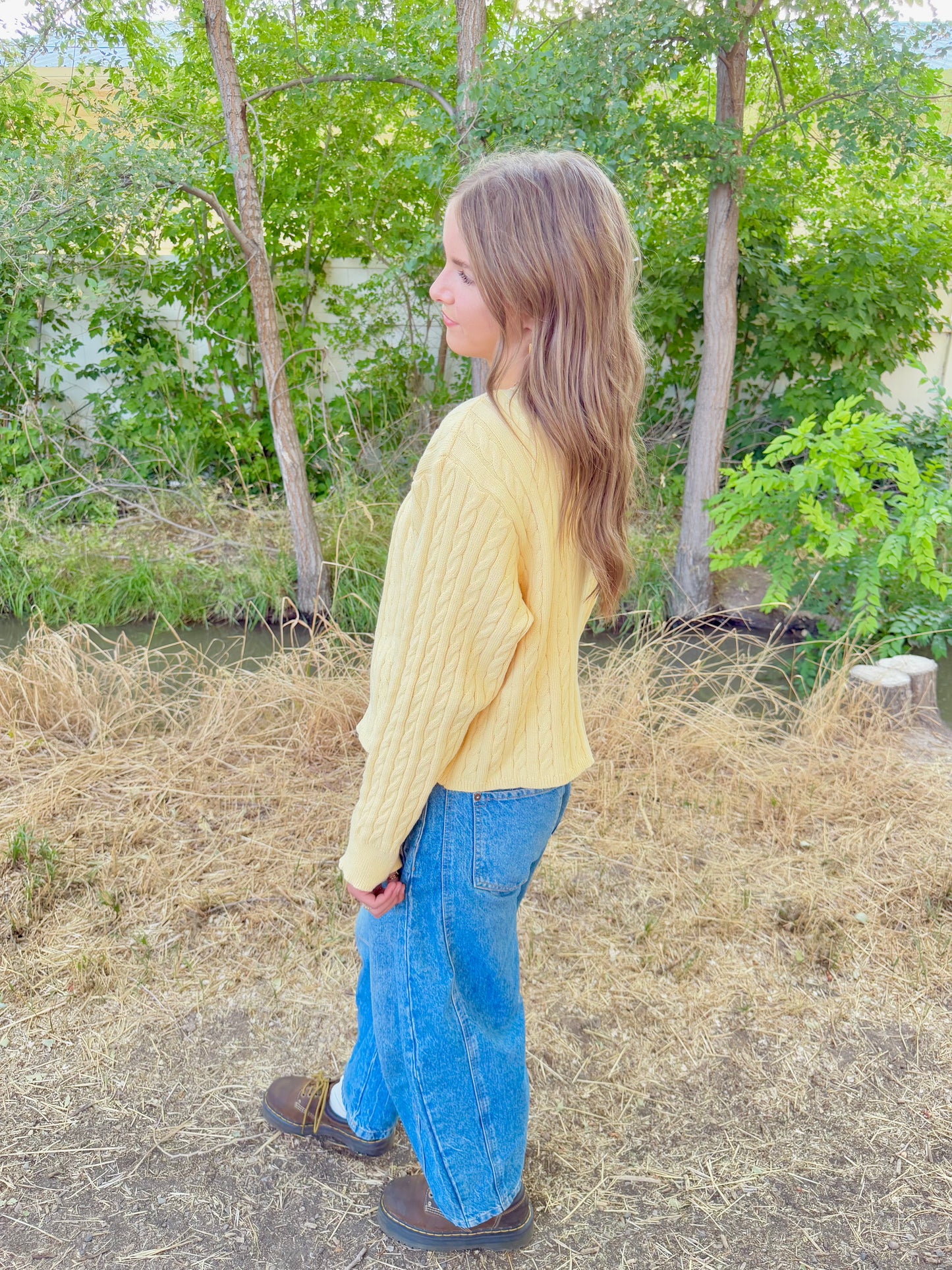Stay Golden Cable Sweater Cardigan