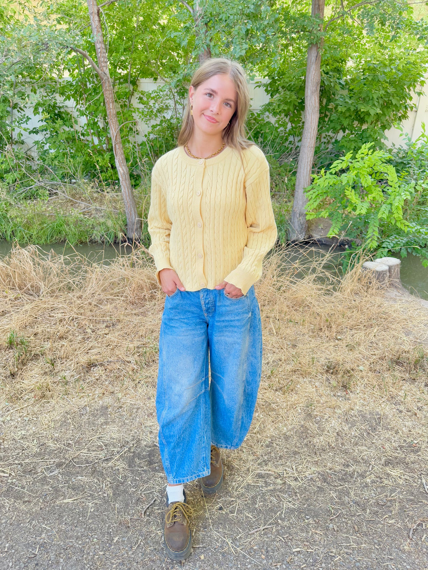 Stay Golden Cable Sweater Cardigan