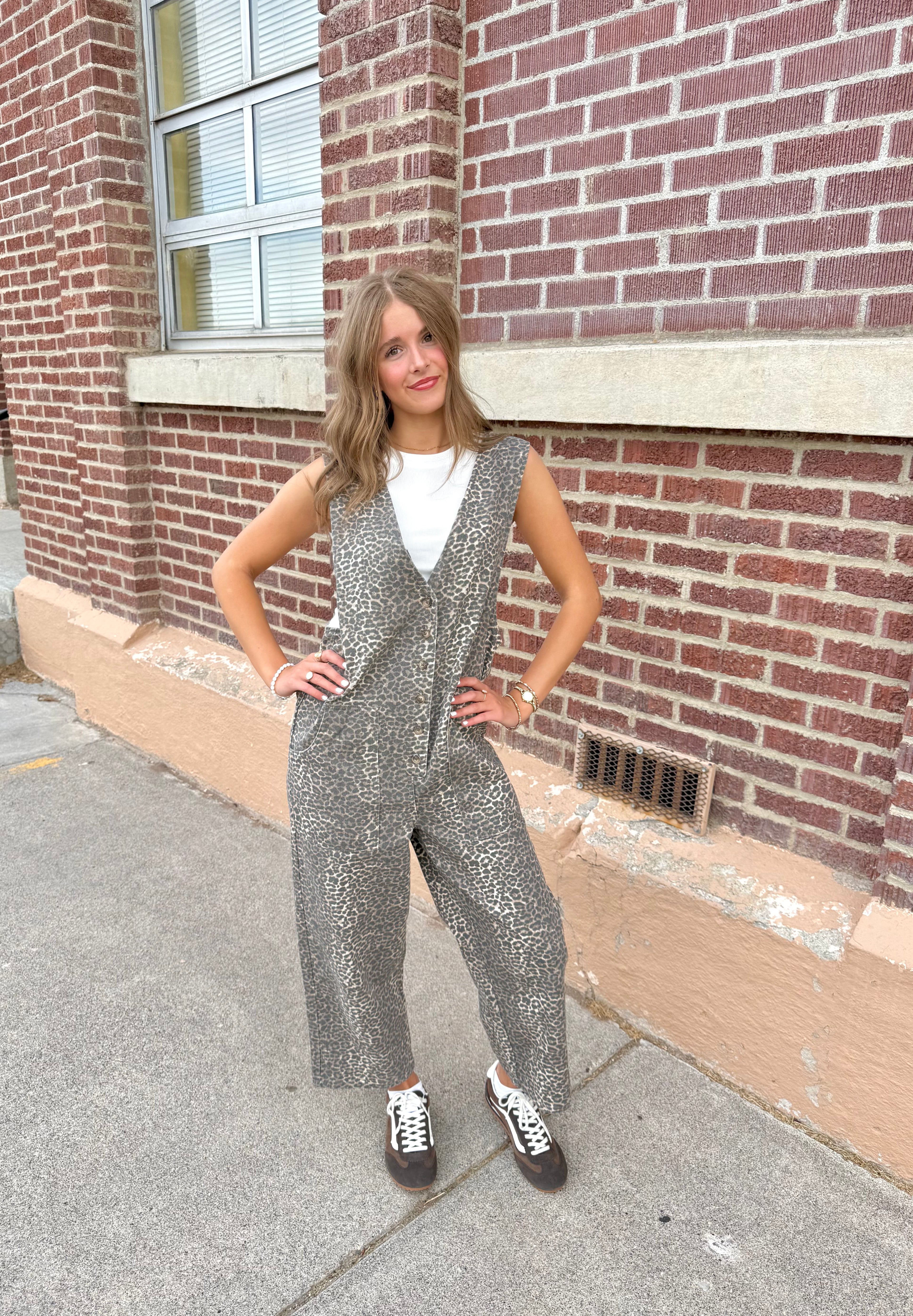 Rylan Leopard Button Front Overall