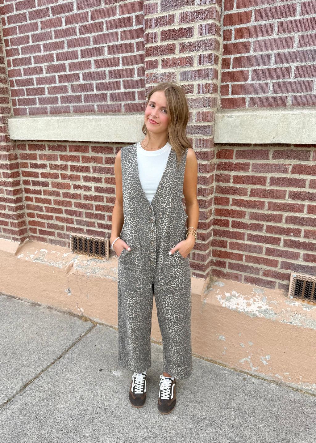 Rylan Leopard Button Front Overall