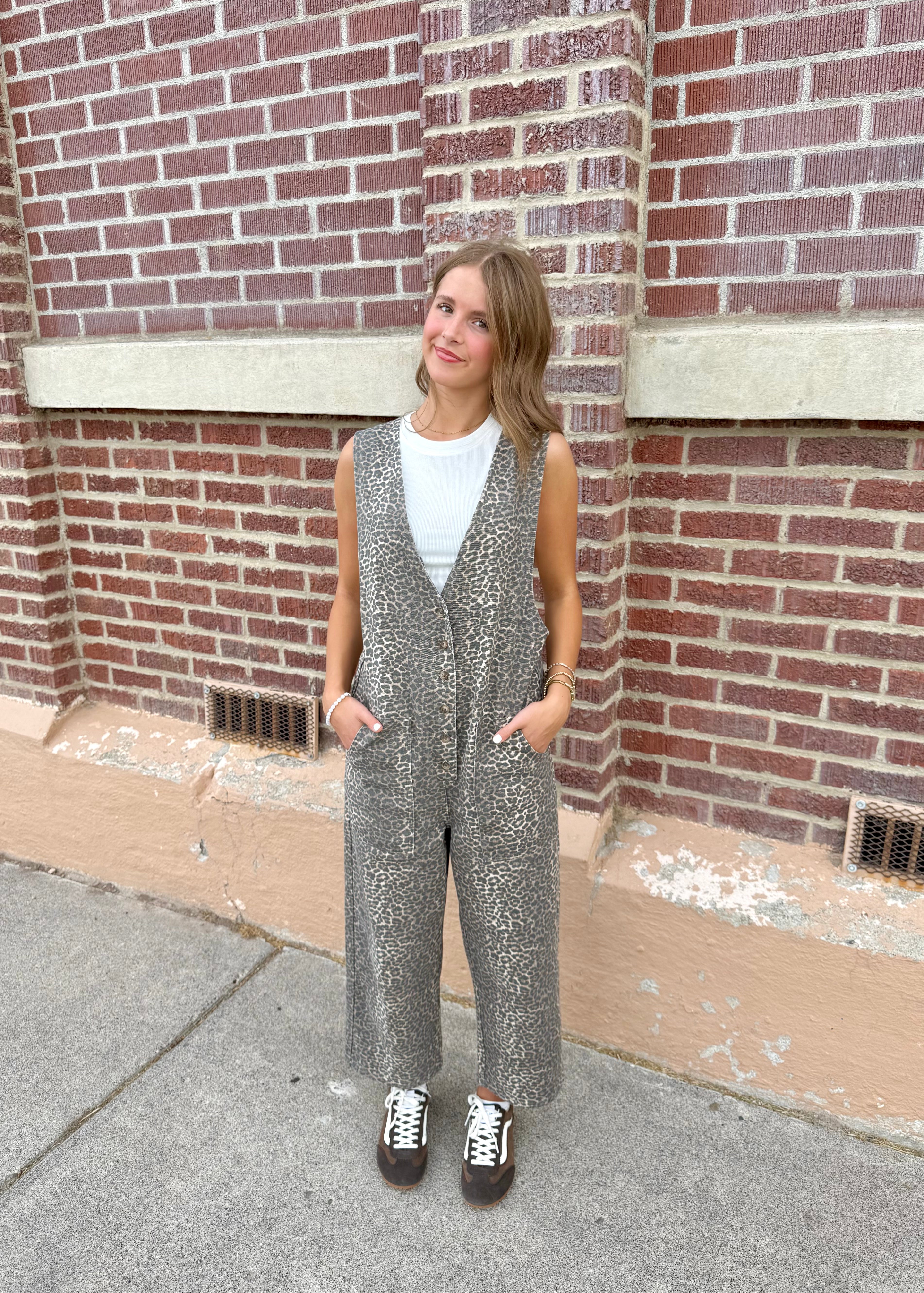 Rylan Leopard Button Front Overall