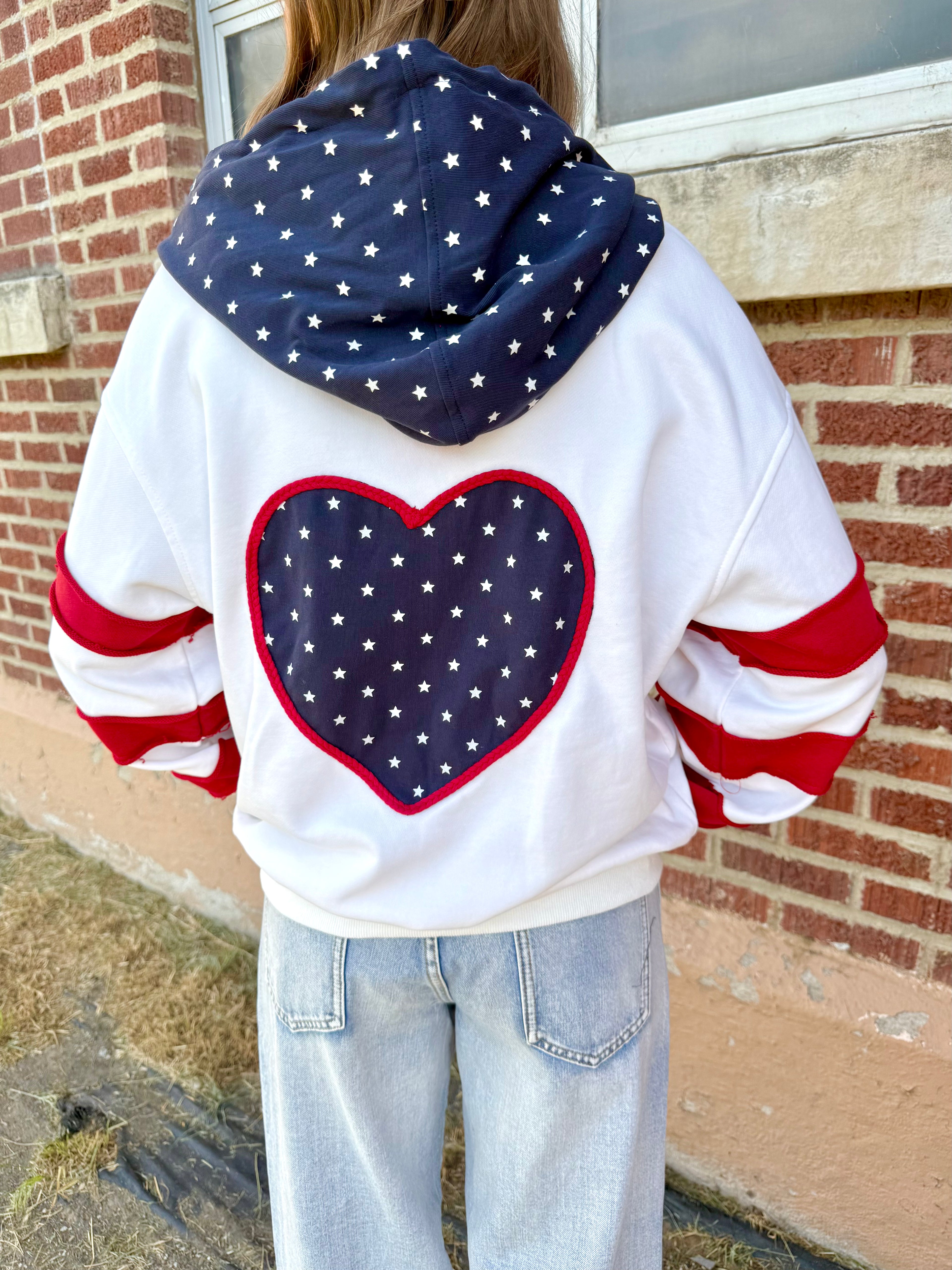Patriotic Heart Oversized Zip Hoodie