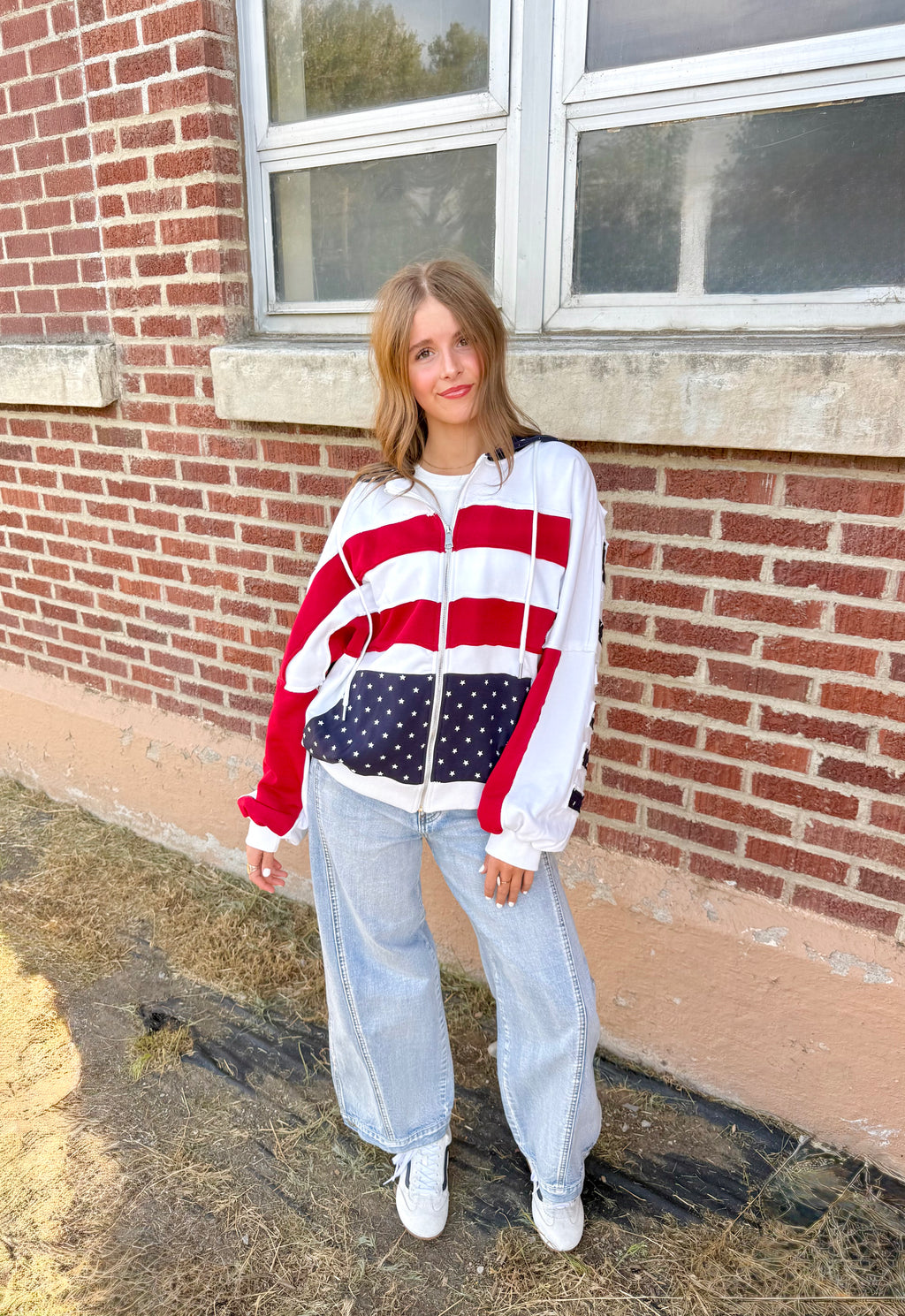 United States Patchwork Zip Hoodie
