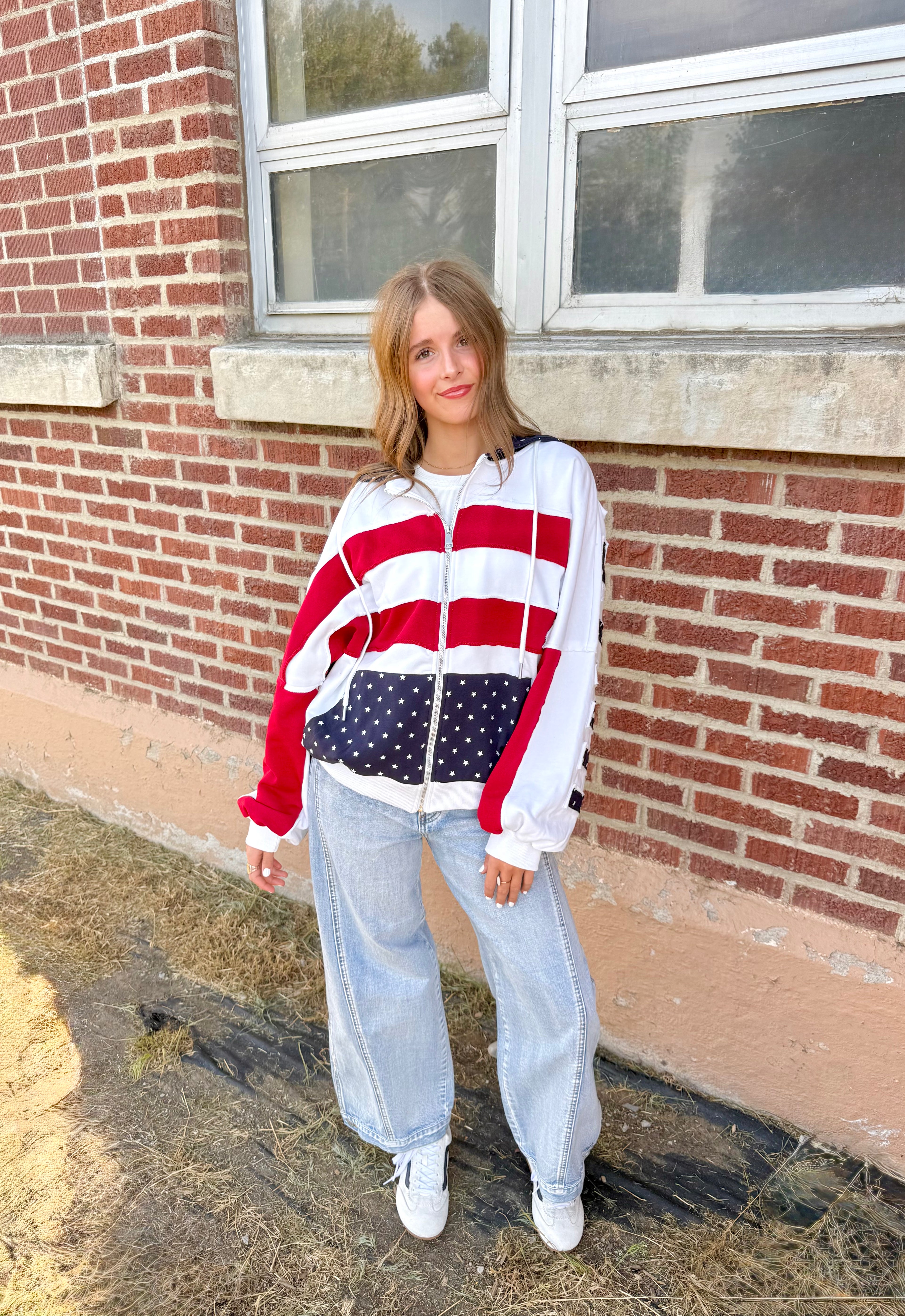 United States Patchwork Zip Hoodie