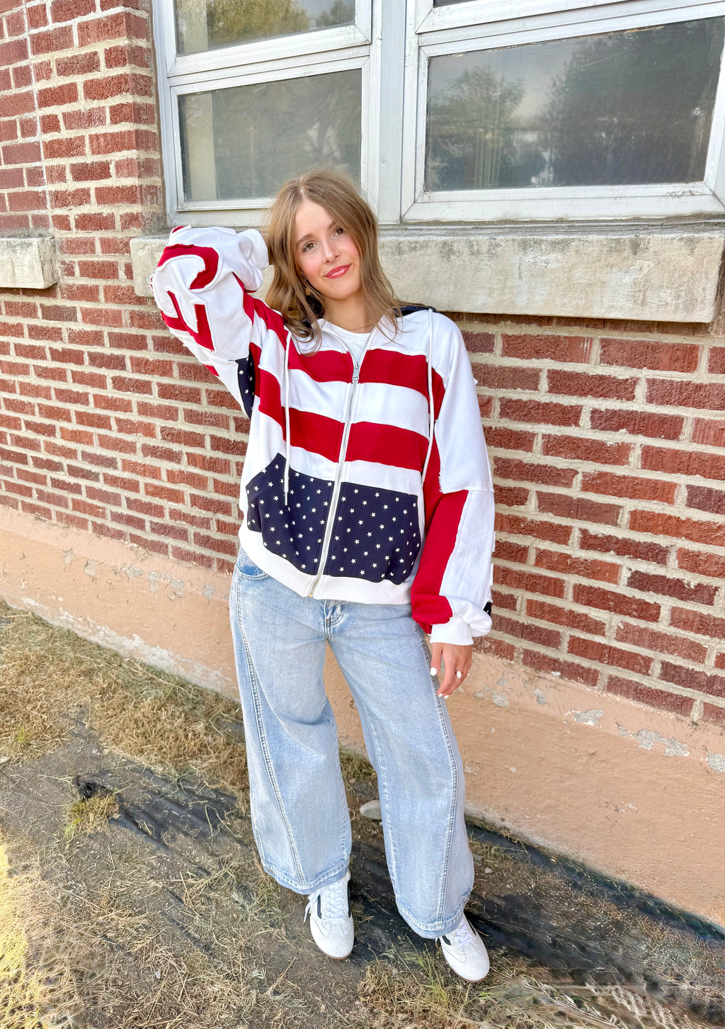 United States Patchwork Zip Hoodie