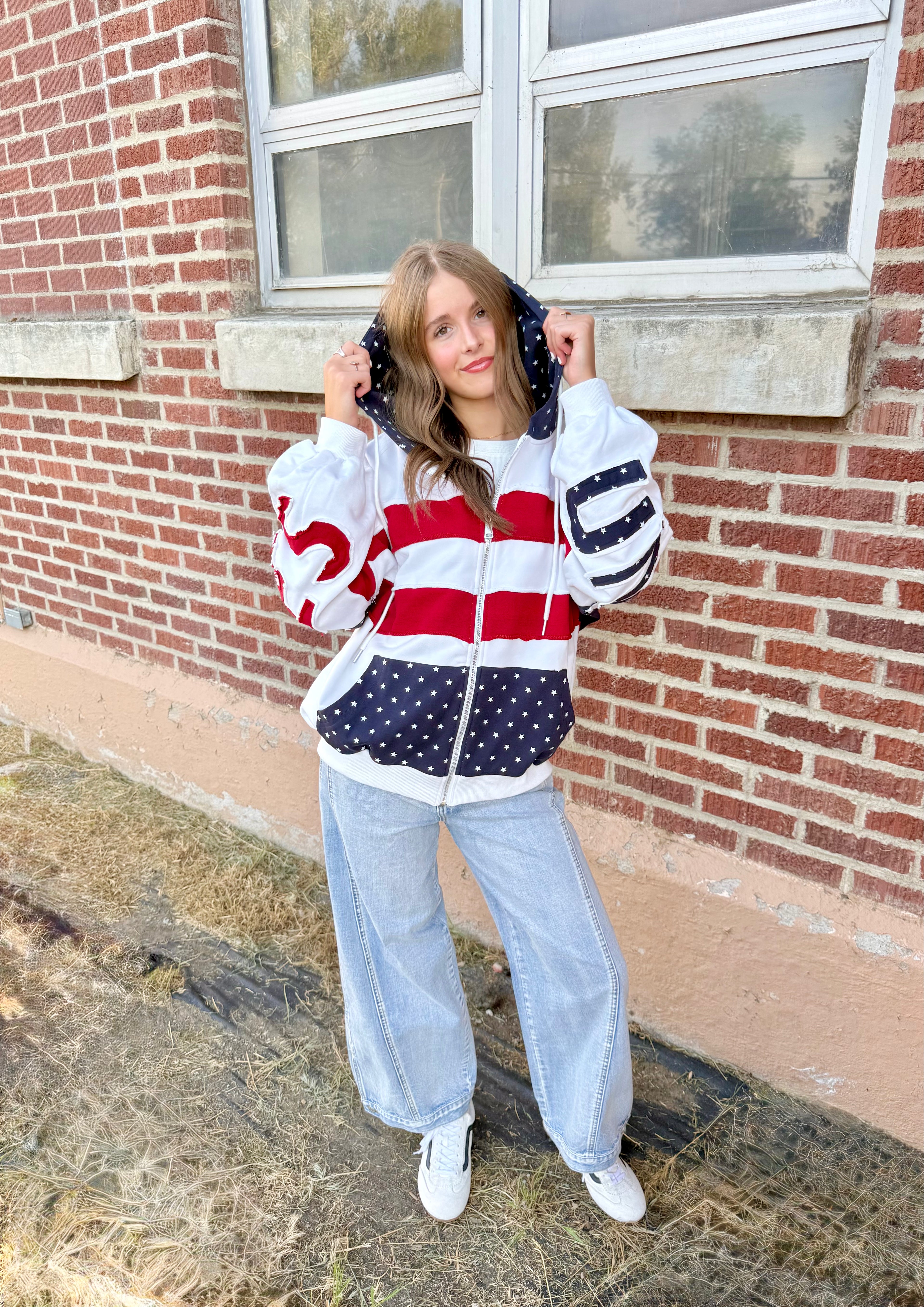 United States Patchwork Zip Hoodie